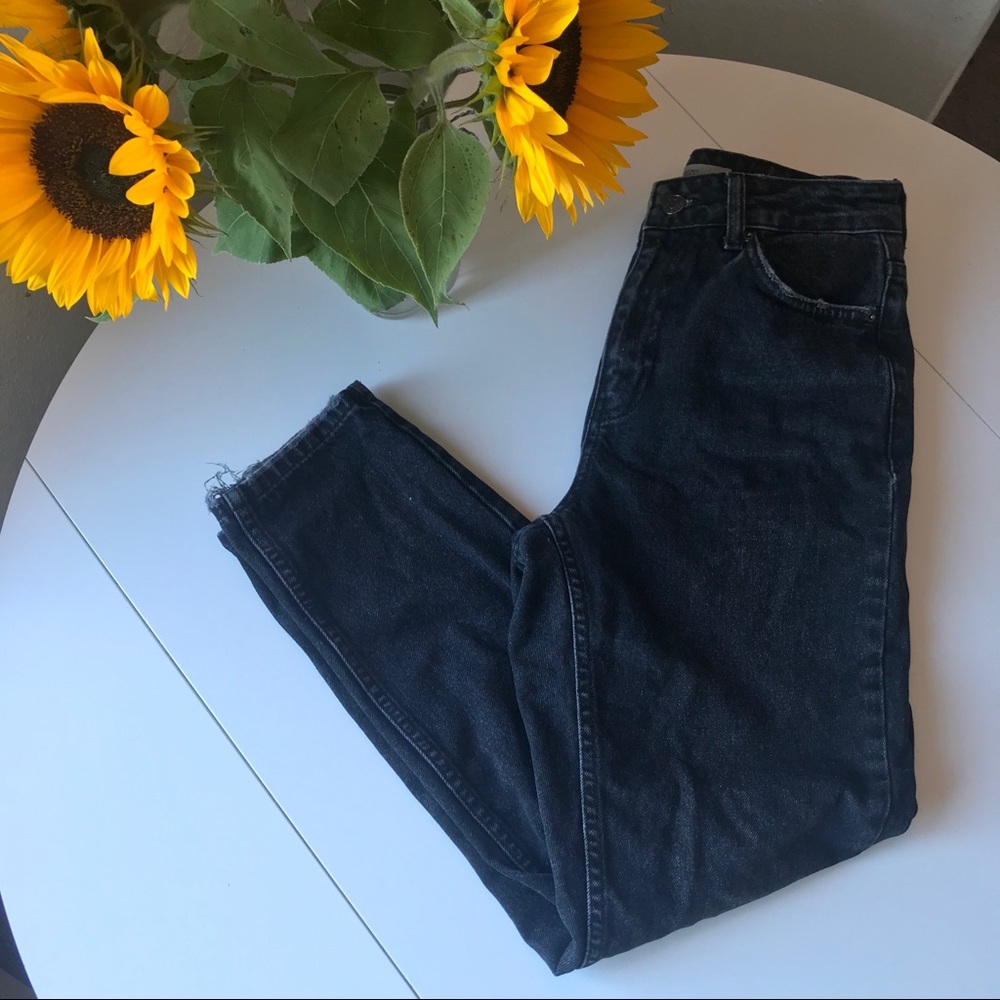Topshop Moto Washed Black Denim Mom Jeans - Picture 2 of 5